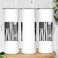 Baseball Dad Patriotic Skinny Tumbler USA American Flag Gift