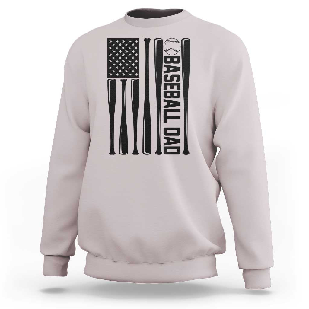 Baseball Dad Patriotic Sweatshirt USA American Flag Gift - Wonder Print Shop