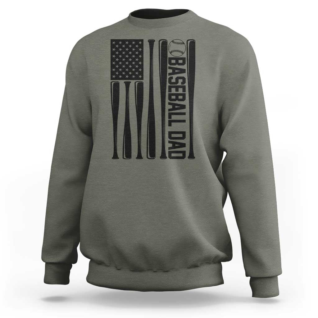 Baseball Dad Patriotic Sweatshirt USA American Flag Gift - Wonder Print Shop