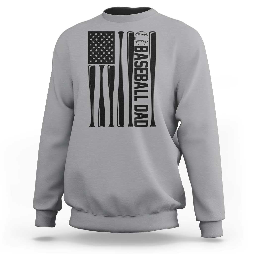 Baseball Dad Patriotic Sweatshirt USA American Flag Gift - Wonder Print Shop