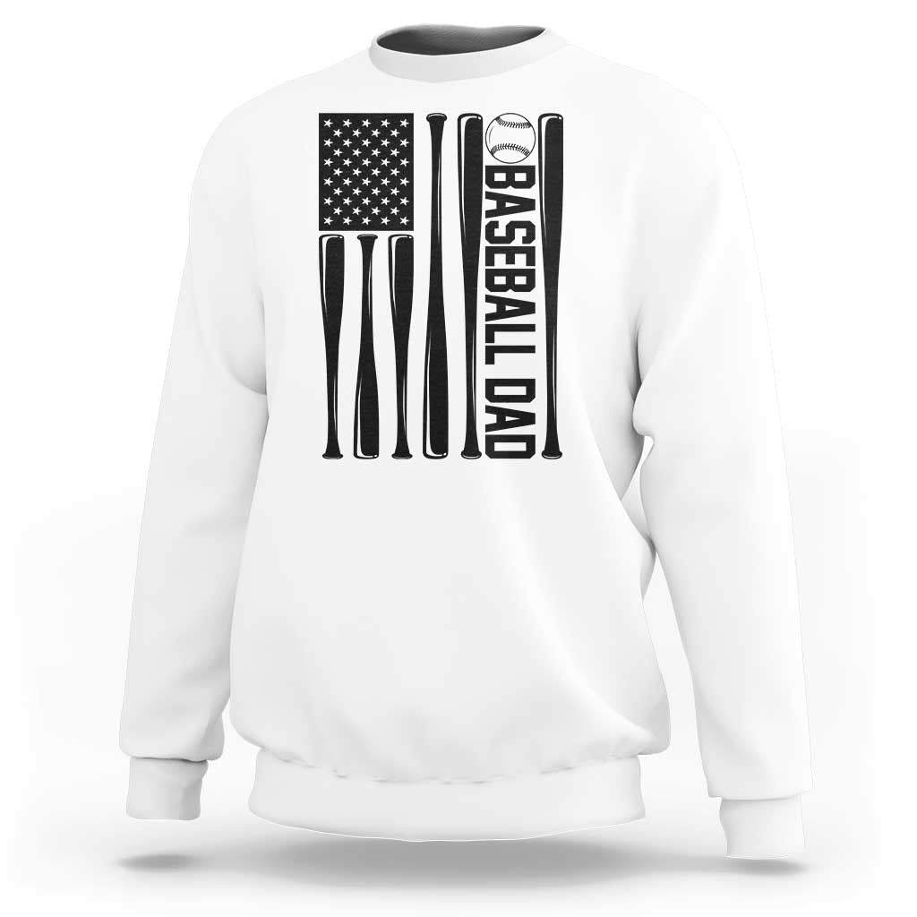 Baseball Dad Patriotic Sweatshirt USA American Flag Gift - Wonder Print Shop