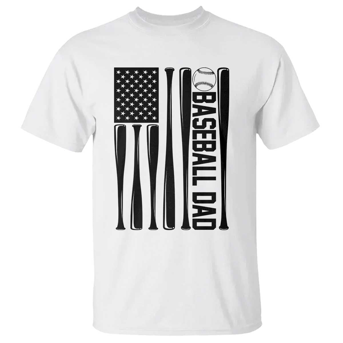 Baseball Dad Patriotic T Shirt USA American Flag Gift - Wonder Print Shop