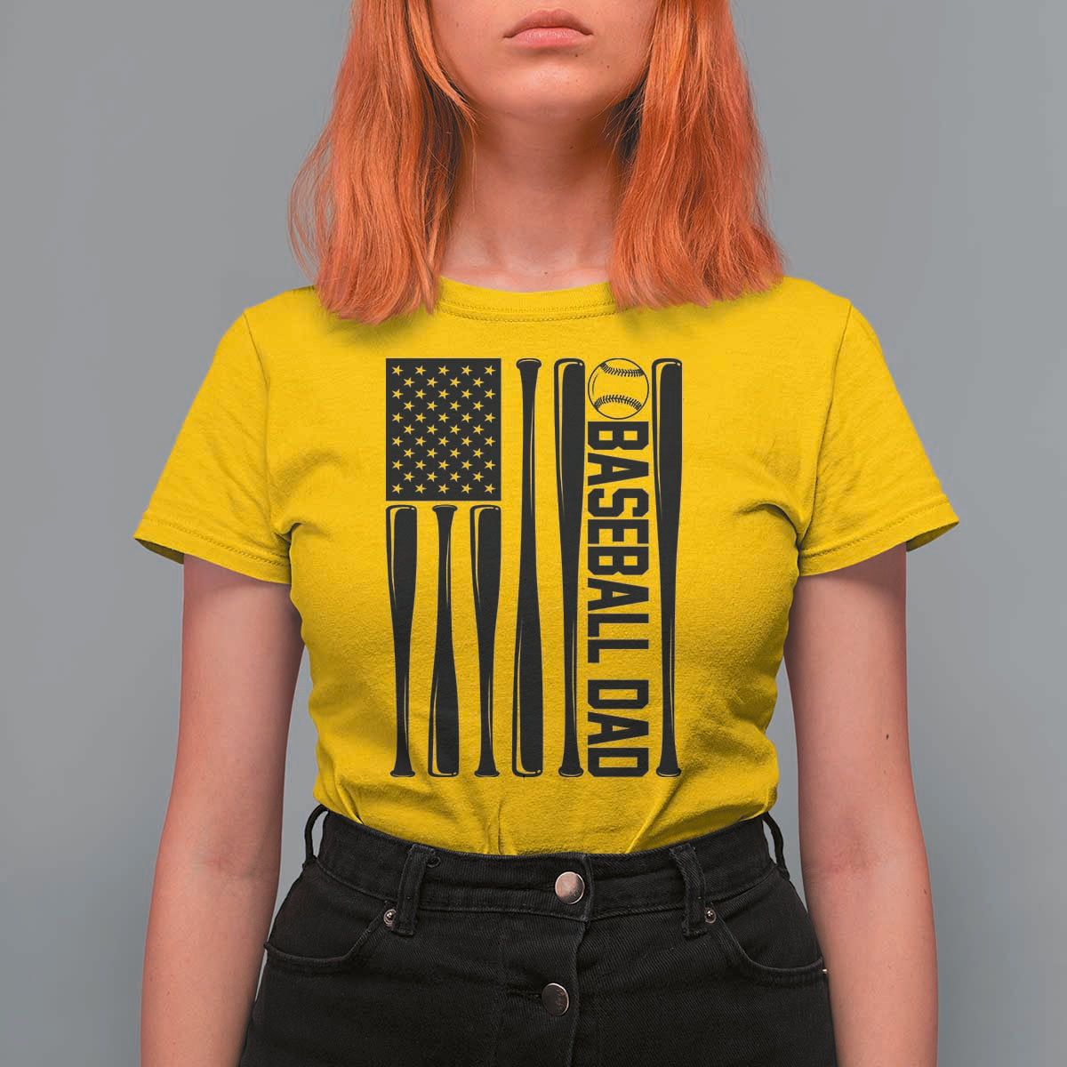 Baseball Dad Patriotic T Shirt For Women USA American Flag Gift - Wonder Print Shop