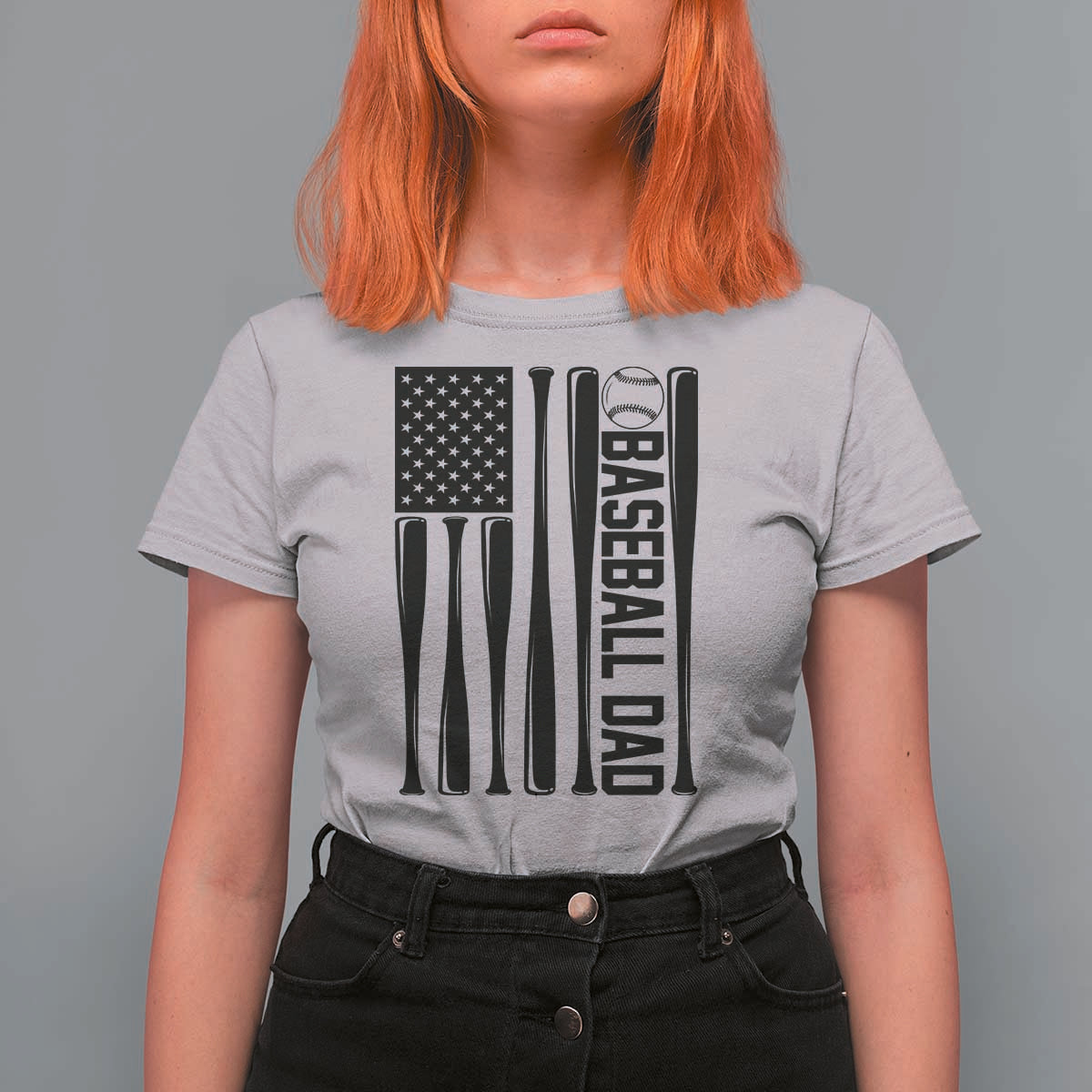 Baseball Dad Patriotic T Shirt For Women USA American Flag Gift - Wonder Print Shop