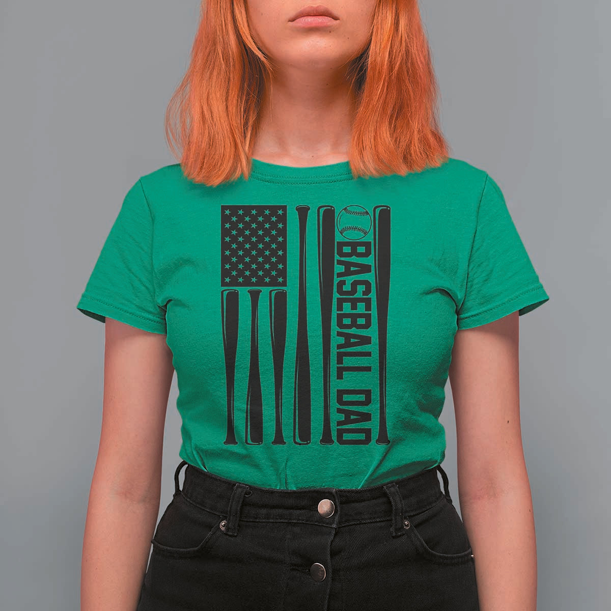 Baseball Dad Patriotic T Shirt For Women USA American Flag Gift - Wonder Print Shop