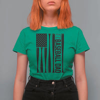 Baseball Dad Patriotic T Shirt For Women USA American Flag Gift - Wonder Print Shop