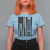 Baseball Dad Patriotic T Shirt For Women USA American Flag Gift - Wonder Print Shop
