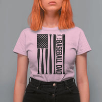 Baseball Dad Patriotic T Shirt For Women USA American Flag Gift - Wonder Print Shop