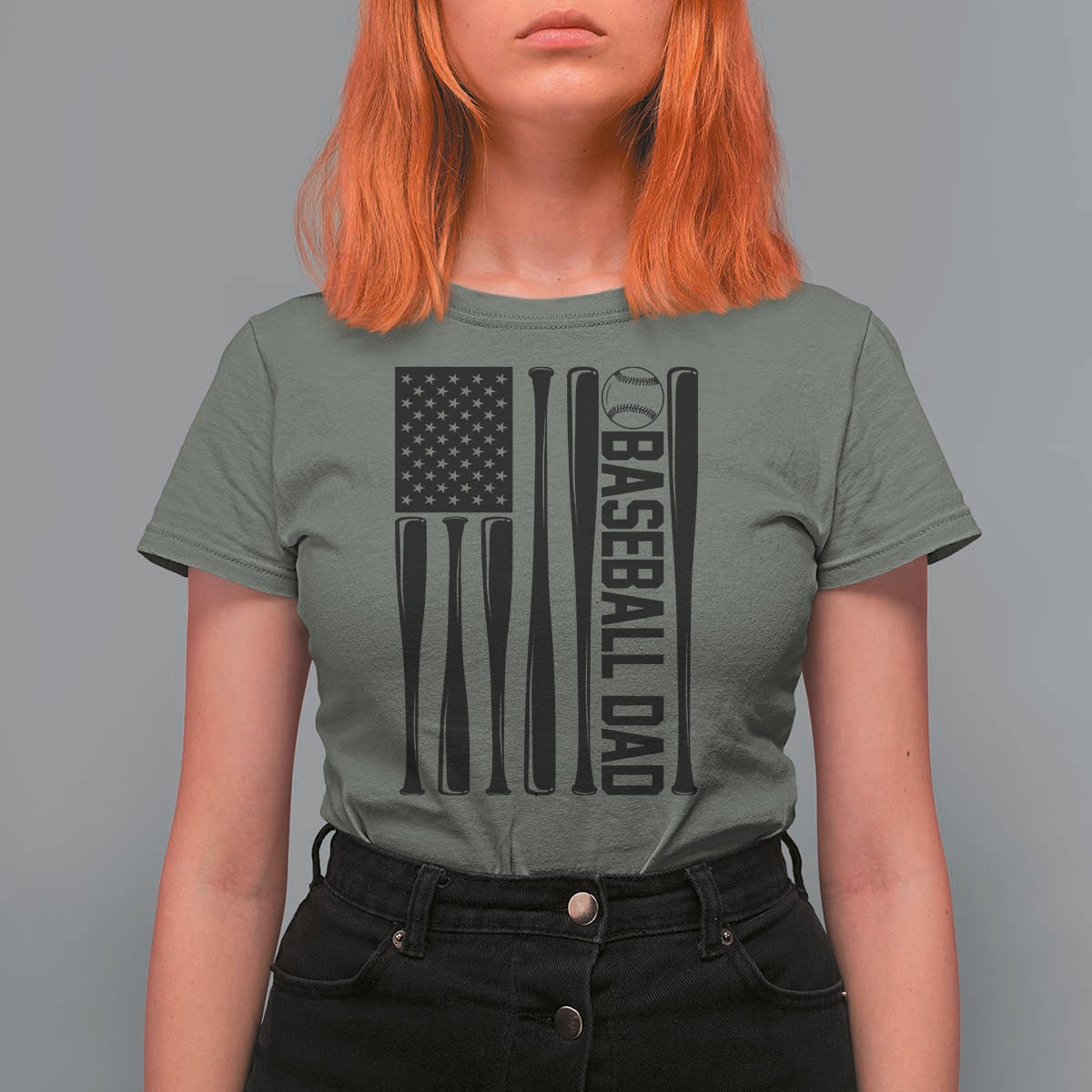 Baseball Dad Patriotic T Shirt For Women USA American Flag Gift - Wonder Print Shop