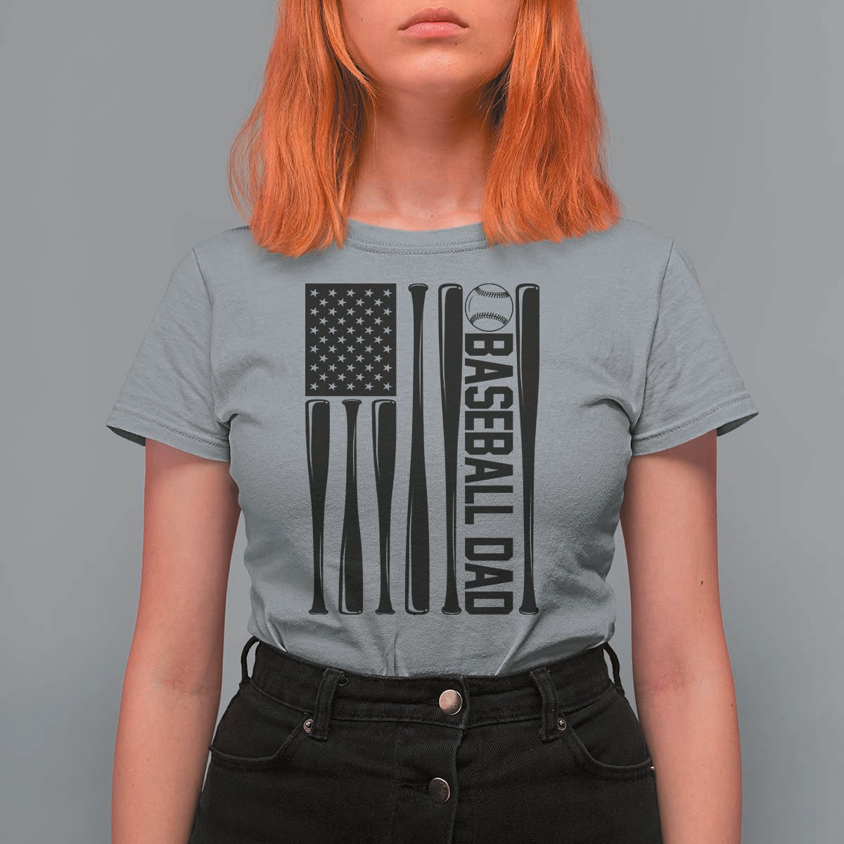 Baseball Dad Patriotic T Shirt For Women USA American Flag Gift - Wonder Print Shop