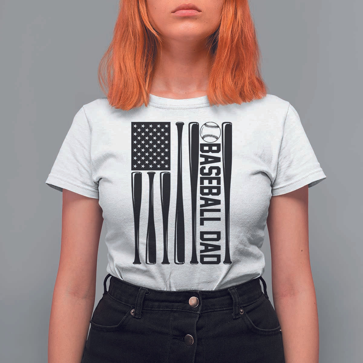 Baseball Dad Patriotic T Shirt For Women USA American Flag Gift - Wonder Print Shop