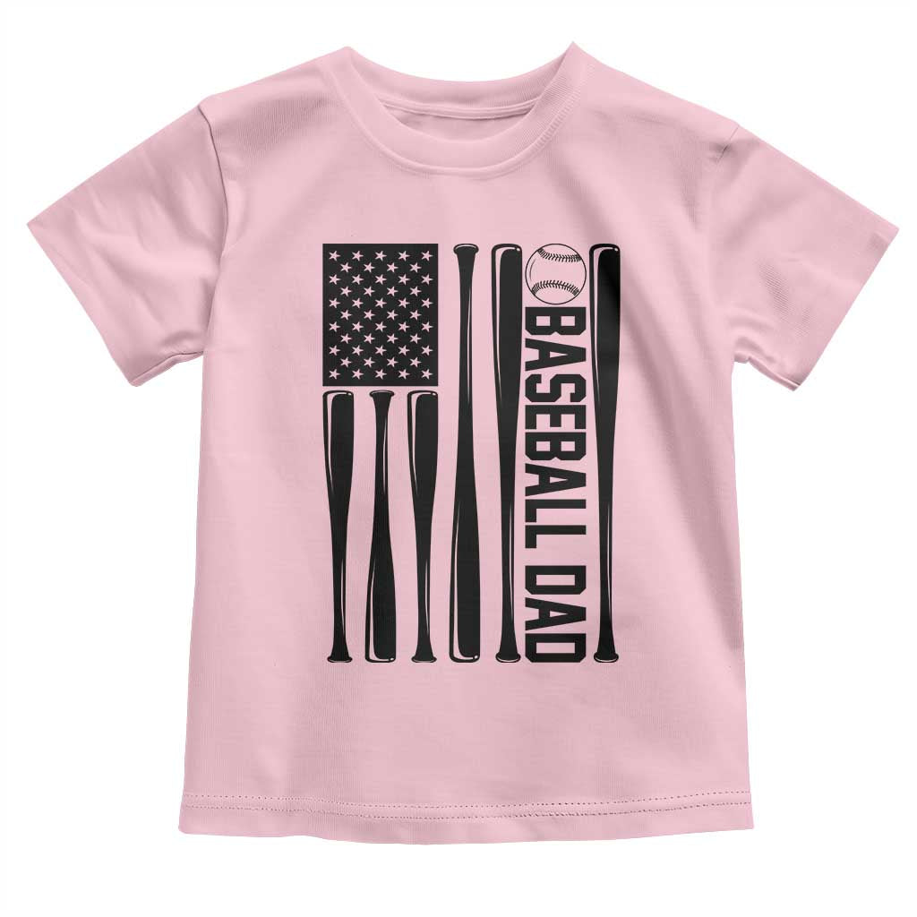 Baseball Dad Patriotic Toddler T Shirt USA American Flag Gift - Wonder Print Shop