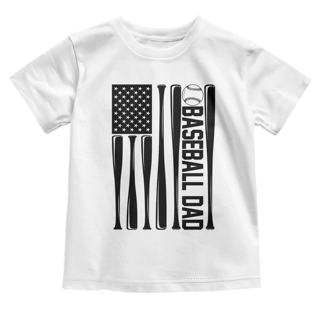 Baseball Dad Patriotic Toddler T Shirt USA American Flag Gift - Wonder Print Shop
