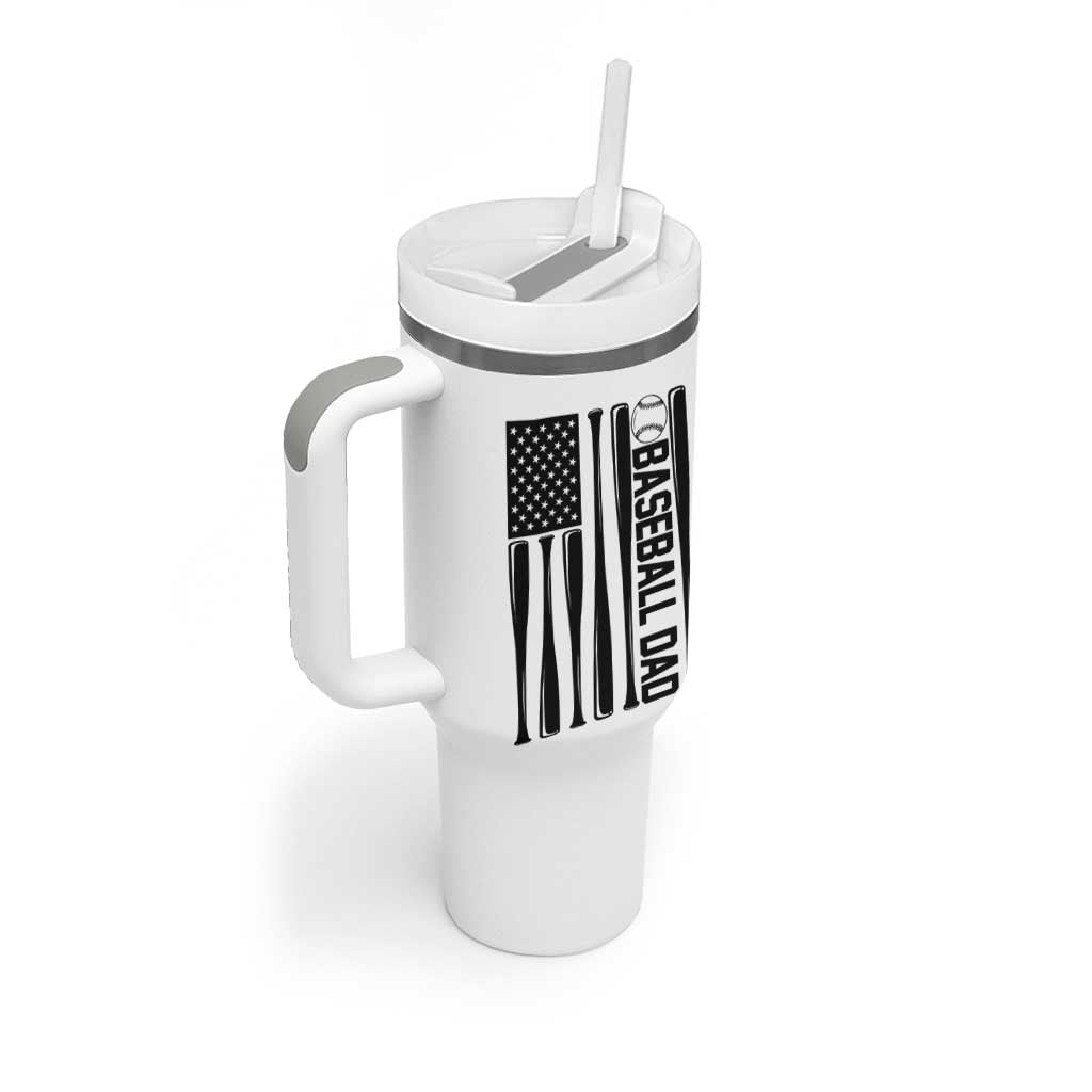 Baseball Dad Patriotic Tumbler With Handle USA American Flag Gift