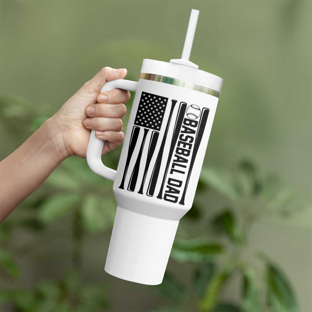 Baseball Dad Patriotic Tumbler With Handle USA American Flag Gift