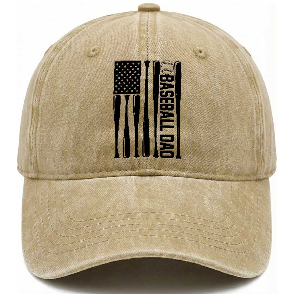 Baseball Dad Patriotic Washed Cotton Baseball Cap USA American Flag Gift