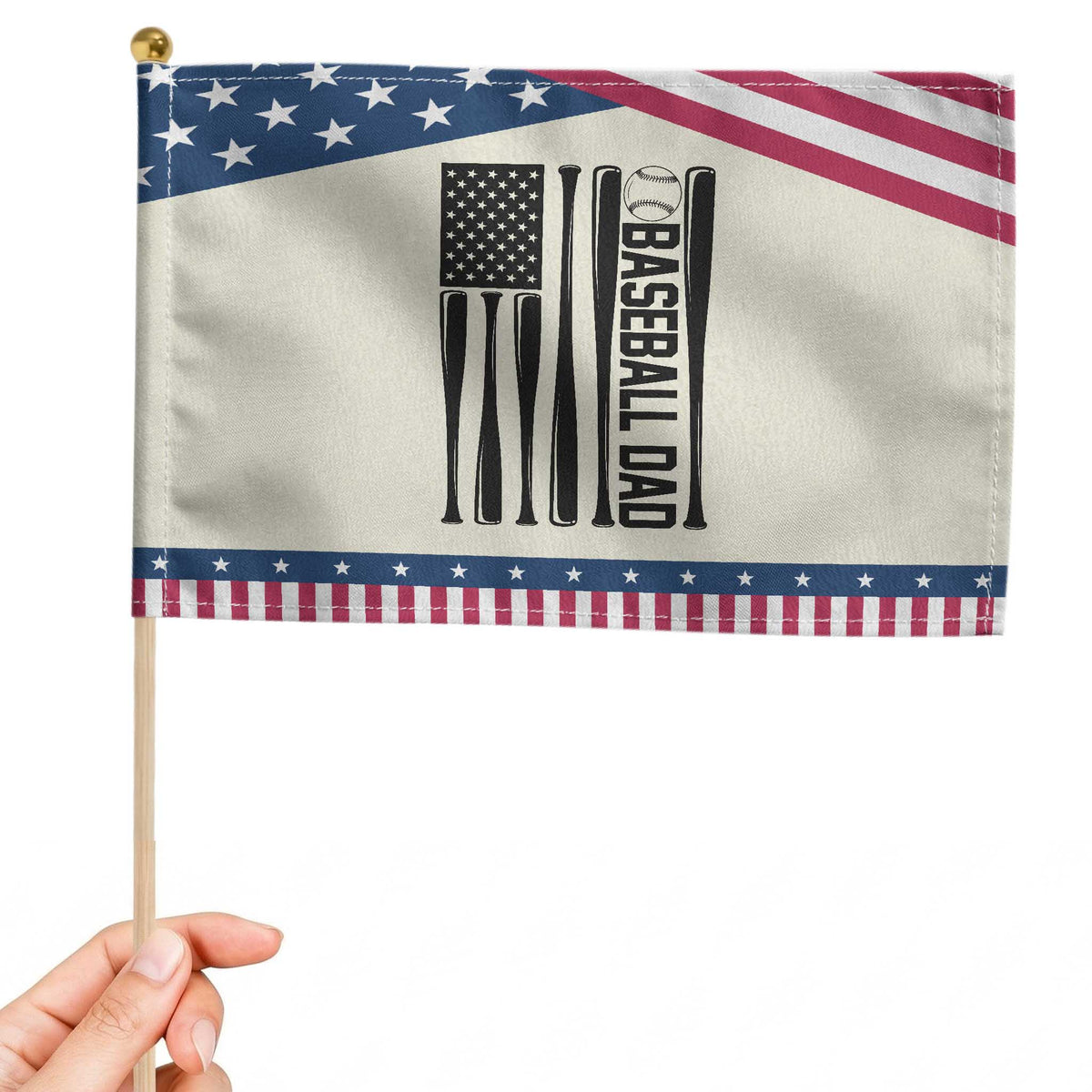 Baseball Dad Patriotic Patriotic Handheld Flag USA American Flag Gift