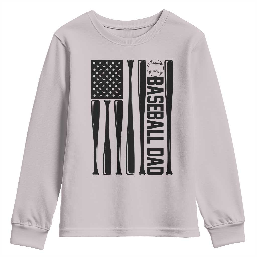 Baseball Dad Patriotic Youth Sweatshirt USA American Flag Gift - Wonder Print Shop