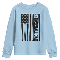 Baseball Dad Patriotic Youth Sweatshirt USA American Flag Gift - Wonder Print Shop