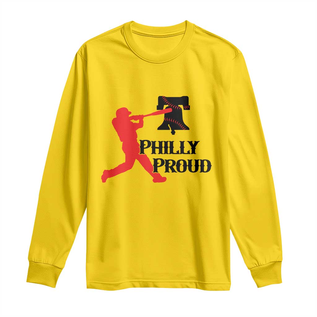 Baseball Lover Long Sleeve Shirt Vintage Liberty Bell Philly Proud - Wonder Print Shop