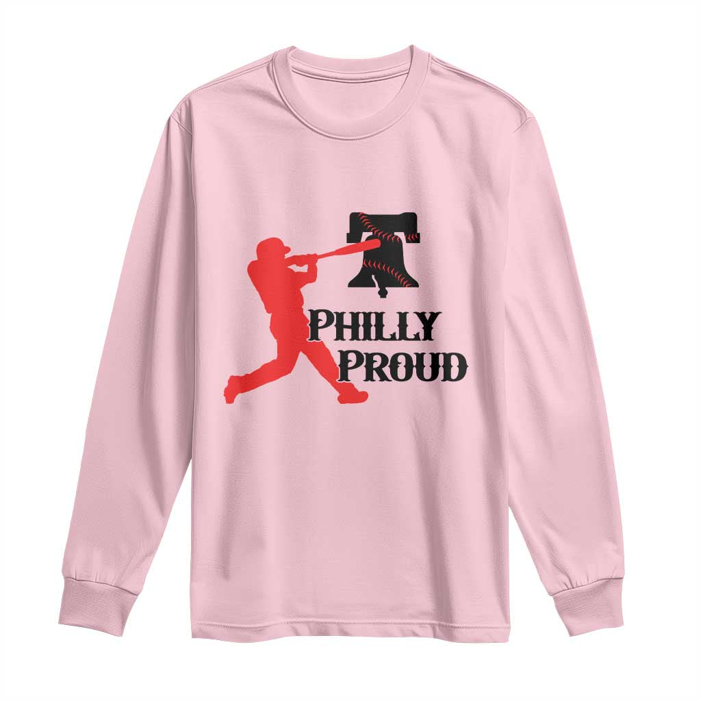 Baseball Lover Long Sleeve Shirt Vintage Liberty Bell Philly Proud - Wonder Print Shop