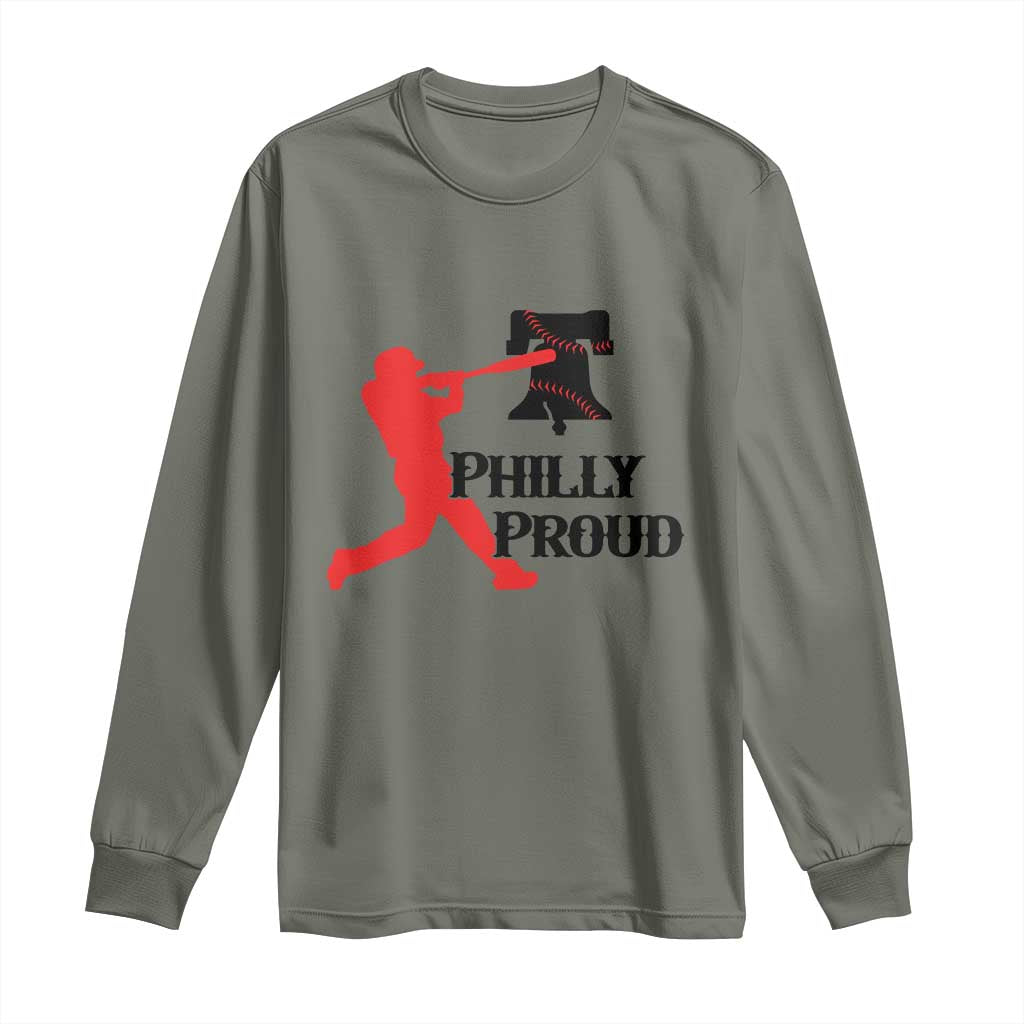 Baseball Lover Long Sleeve Shirt Vintage Liberty Bell Philly Proud - Wonder Print Shop
