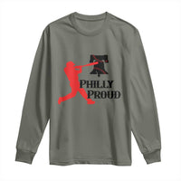 Baseball Lover Long Sleeve Shirt Vintage Liberty Bell Philly Proud - Wonder Print Shop