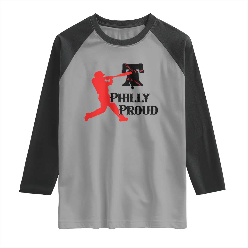 Baseball Lover Raglan Shirt Vintage Liberty Bell Philly Proud - Wonder Print Shop