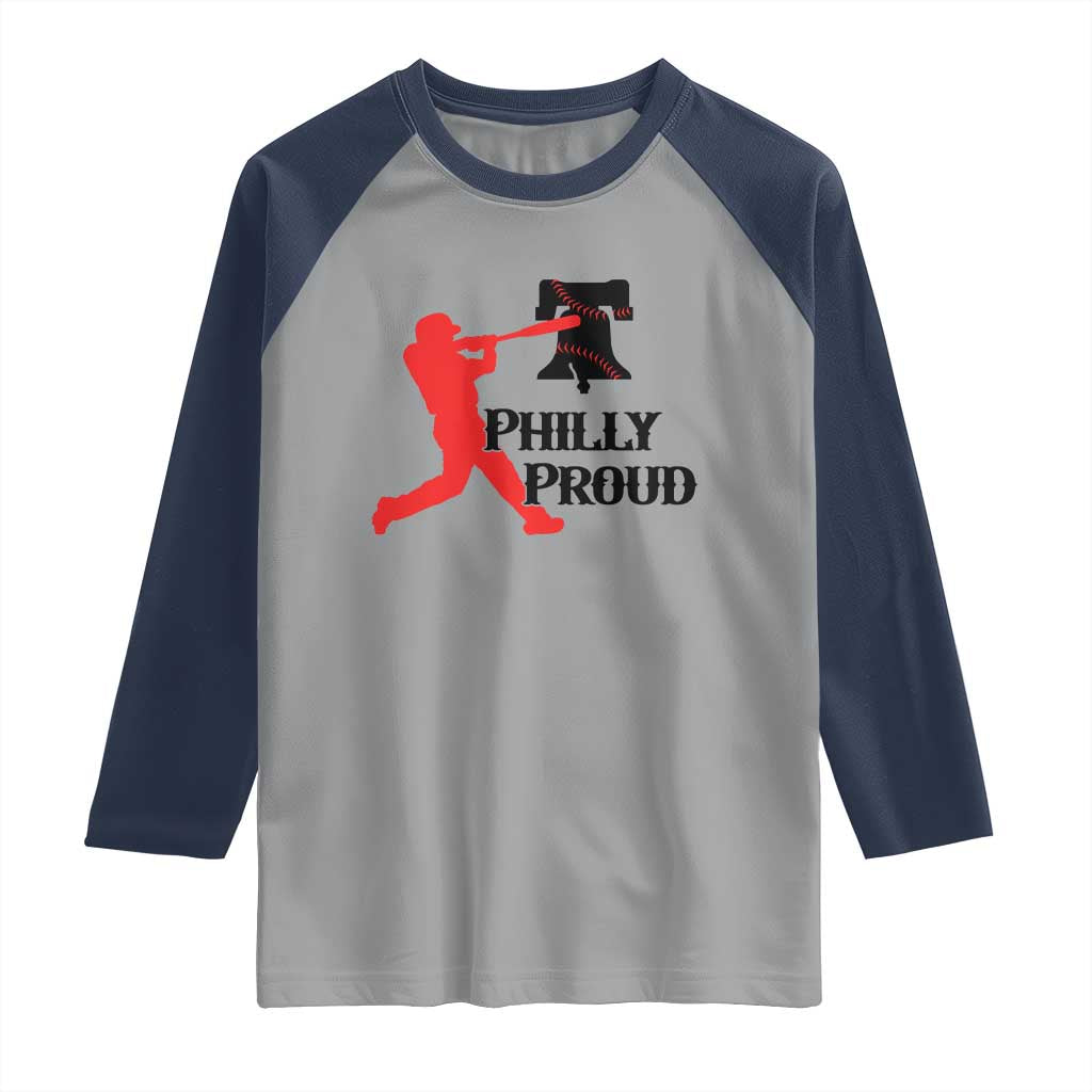 Baseball Lover Raglan Shirt Vintage Liberty Bell Philly Proud - Wonder Print Shop