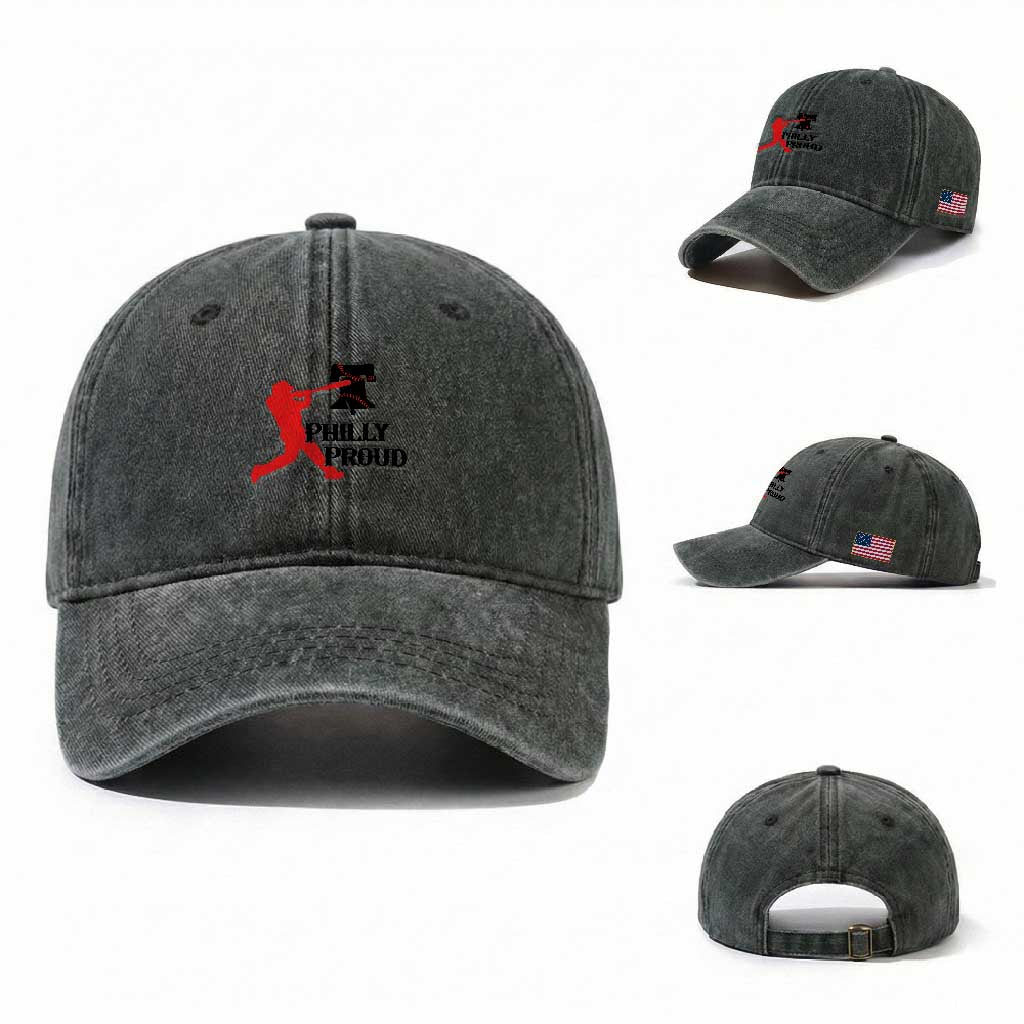 Baseball Lover Washed Cotton Baseball Cap Vintage Liberty Bell Philly Proud