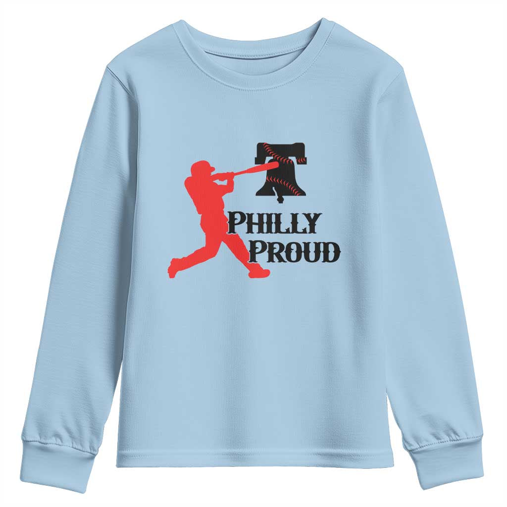 Baseball Lover Youth Sweatshirt Vintage Liberty Bell Philly Proud - Wonder Print Shop