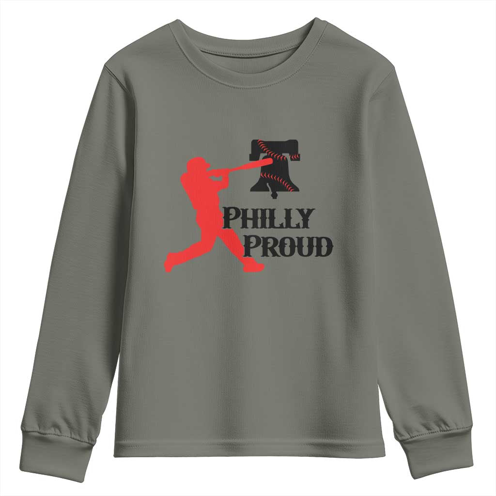 Baseball Lover Youth Sweatshirt Vintage Liberty Bell Philly Proud - Wonder Print Shop