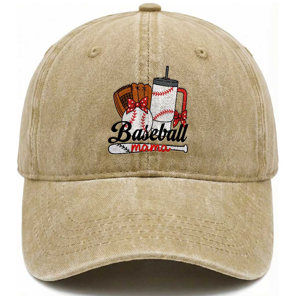 Baseball Mama Washed Cotton Baseball Cap Funny Sports Mom Life Lover