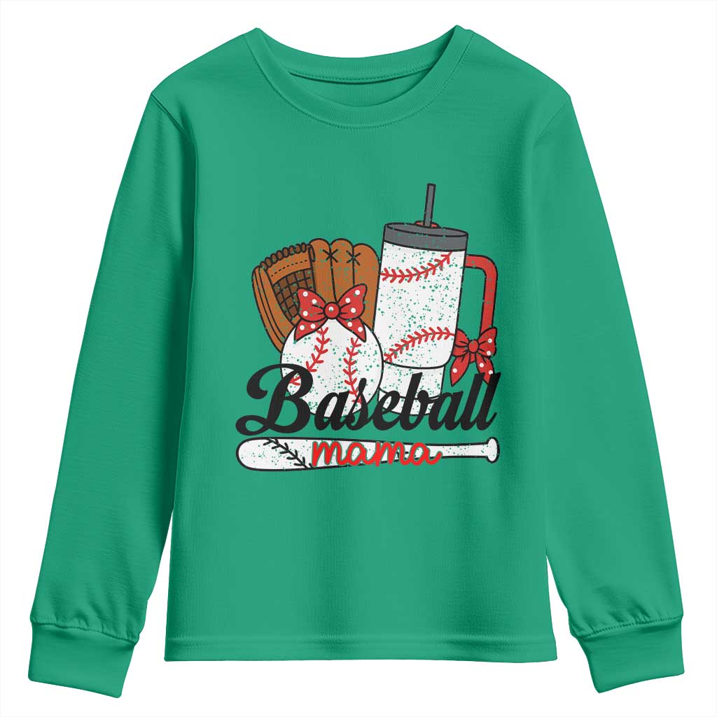 Baseball Mama Youth Sweatshirt Funny Sports Mom Life Lover - Wonder Print Shop