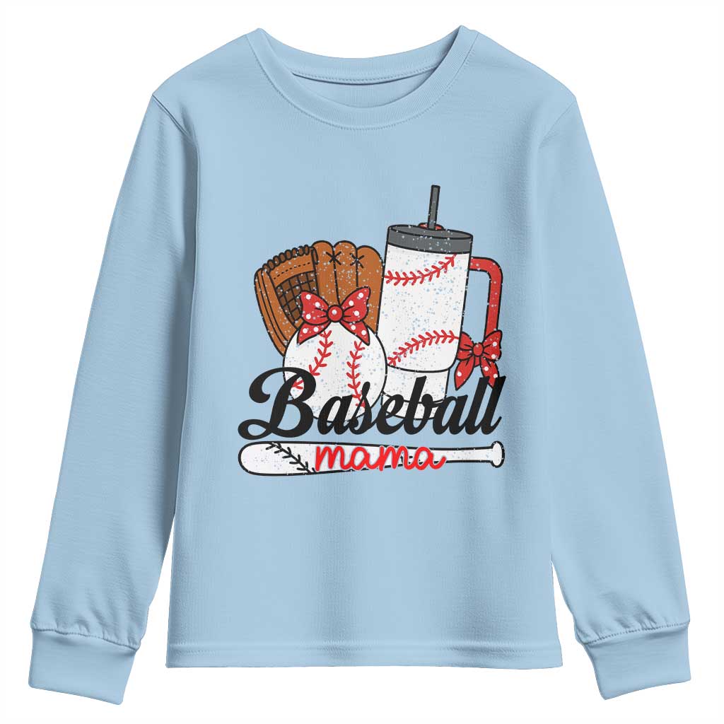 Baseball Mama Youth Sweatshirt Funny Sports Mom Life Lover - Wonder Print Shop