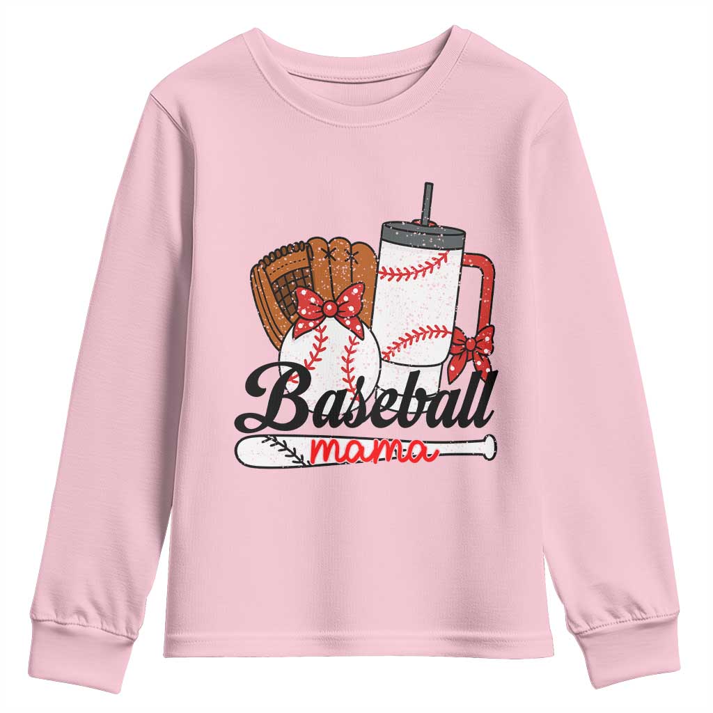 Baseball Mama Youth Sweatshirt Funny Sports Mom Life Lover - Wonder Print Shop