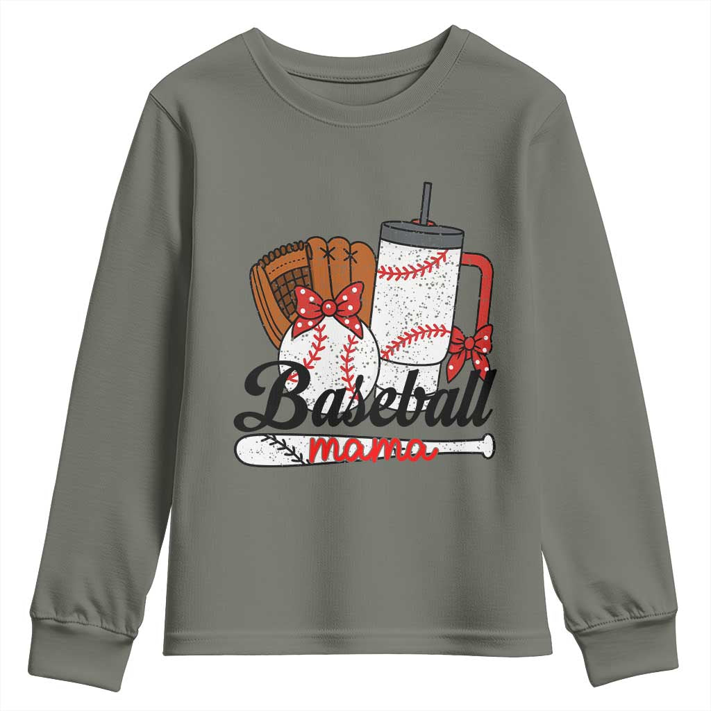 Baseball Mama Youth Sweatshirt Funny Sports Mom Life Lover - Wonder Print Shop