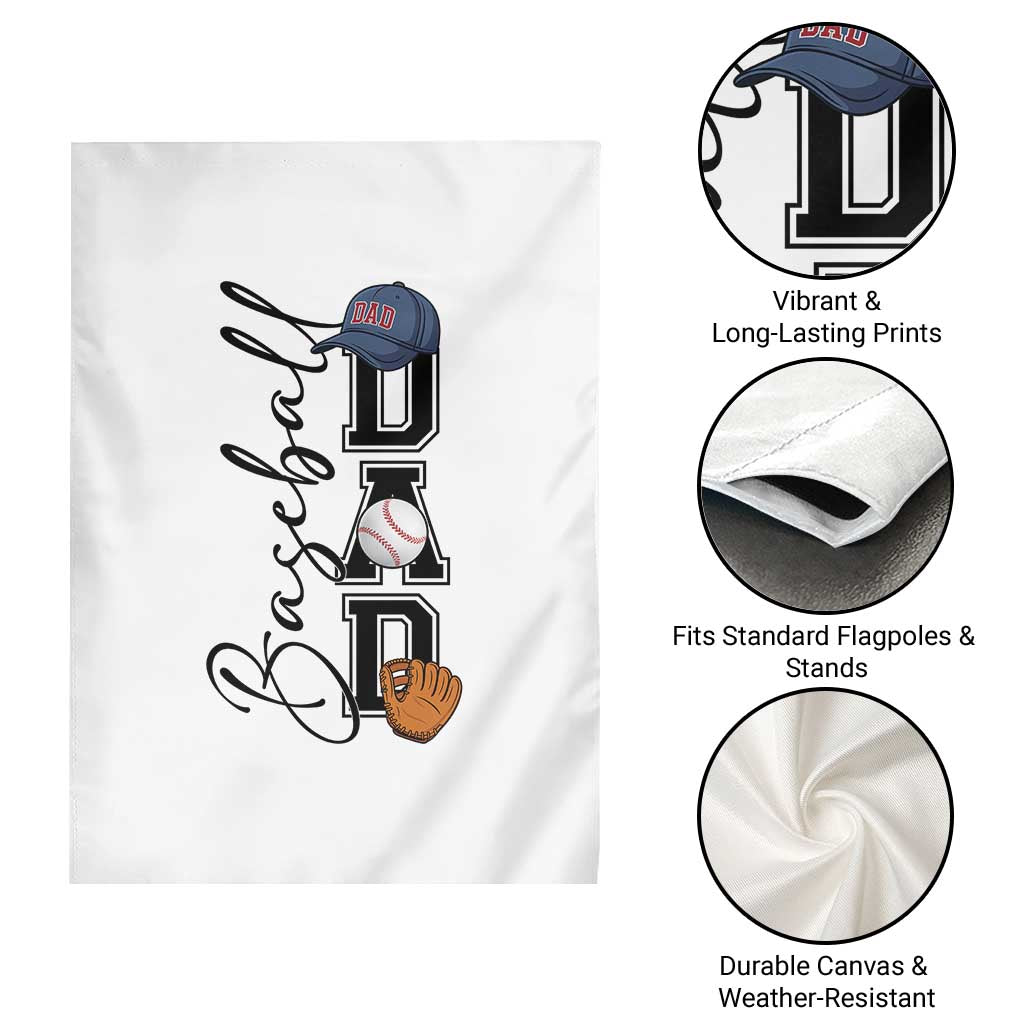 Baseball Dad Garden Flag Funny Sports Papa Life Lover - Wonder Print Shop