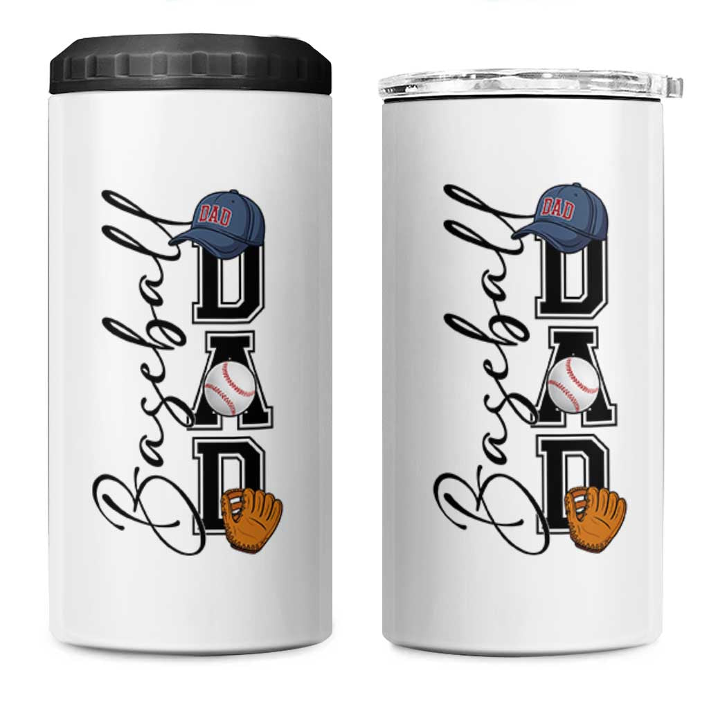 Baseball Dad 4 in 1 Can Cooler Tumbler Funny Sports Papa Life Lover