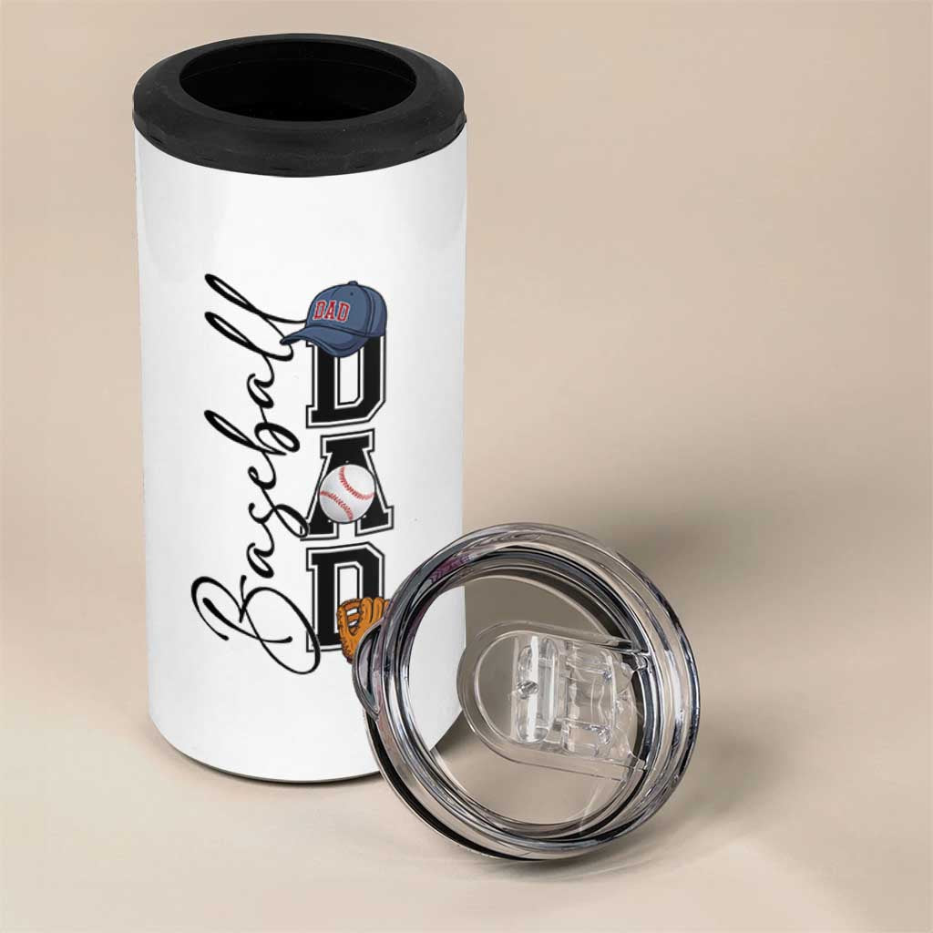 Baseball Dad 4 in 1 Can Cooler Tumbler Funny Sports Papa Life Lover