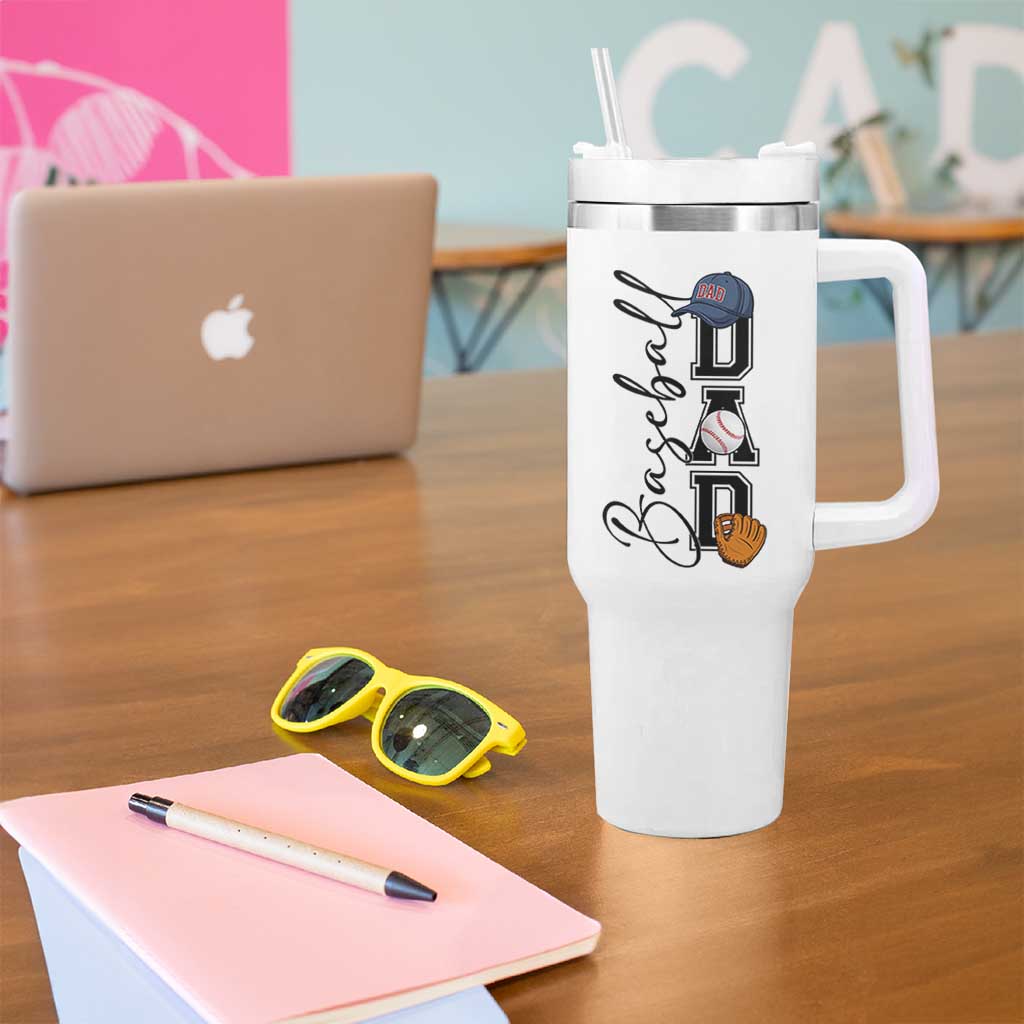 Baseball Dad Tumbler With Handle Funny Sports Papa Life Lover