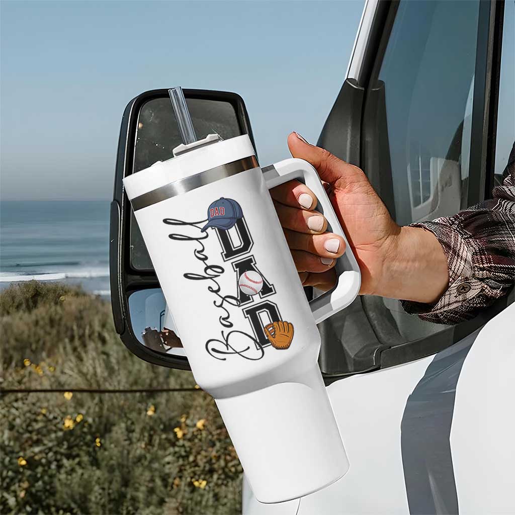 Baseball Dad Tumbler With Handle Funny Sports Papa Life Lover