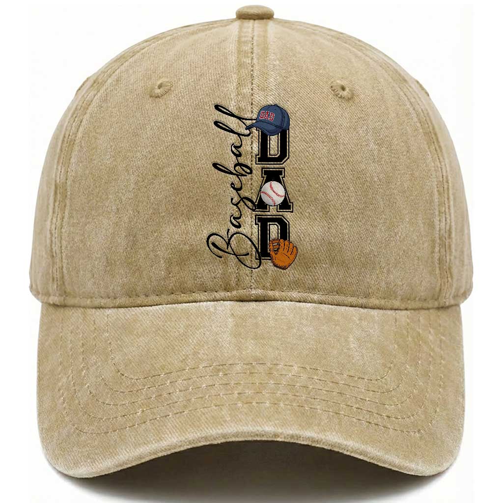Baseball Dad Washed Cotton Baseball Cap Funny Sports Papa Life Lover