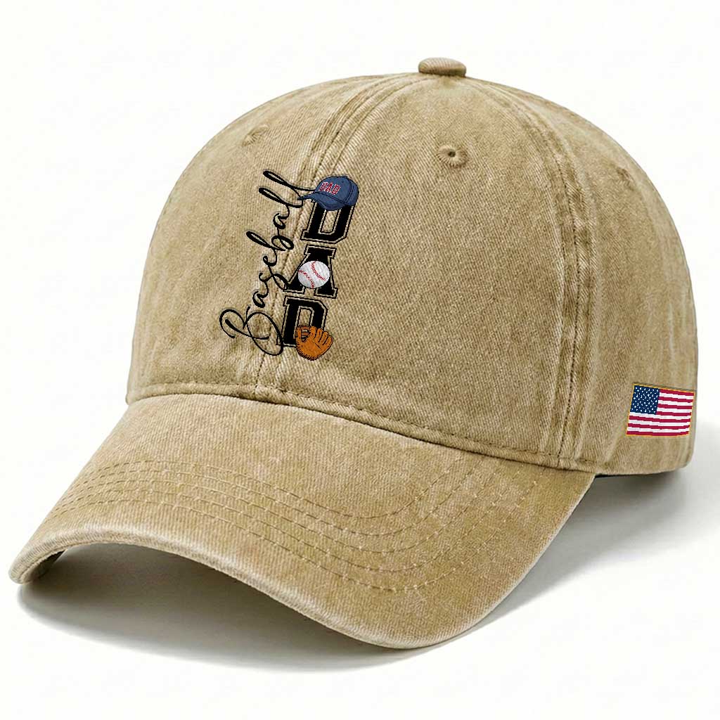 Baseball Dad Washed Cotton Baseball Cap Funny Sports Papa Life Lover