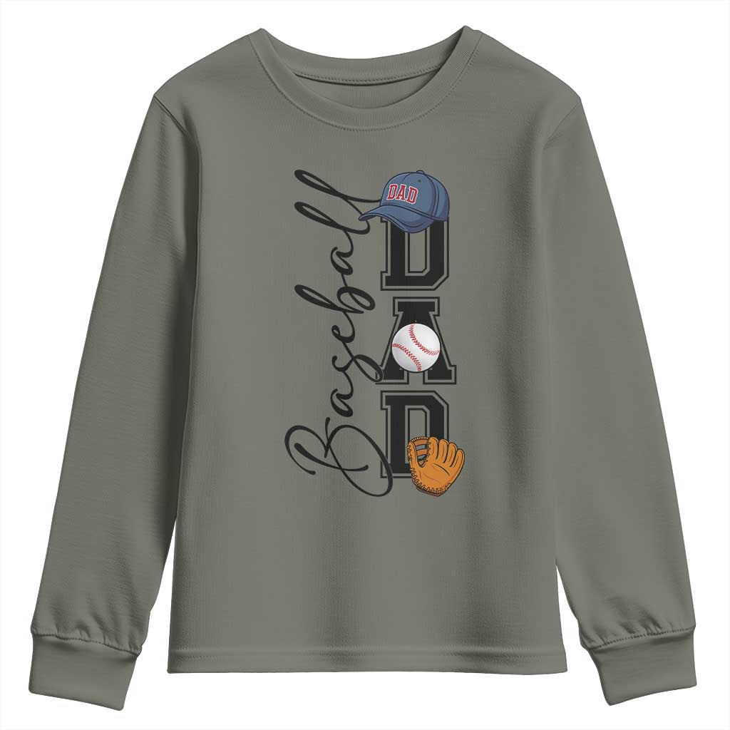 Baseball Dad Youth Sweatshirt Funny Sports Papa Life Lover - Wonder Print Shop