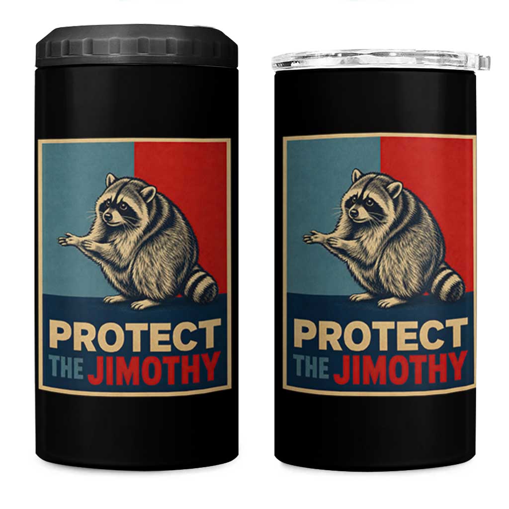 Protect The Jimothy 4 in 1 Can Cooler Tumbler Funny Retro Trash Panda Animal Lover Meme