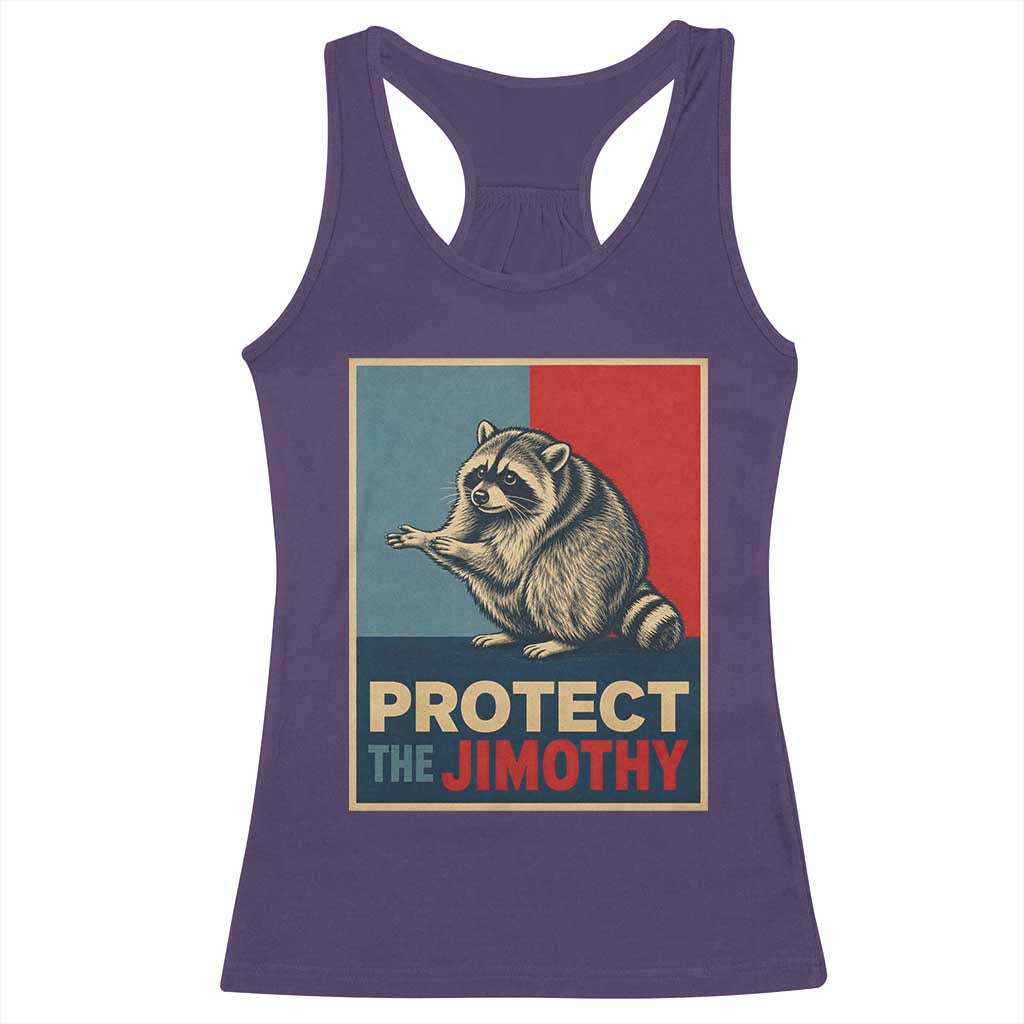 Protect The Jimothy Racerback Tank Top Funny Retro Trash Panda Animal Lover Meme
