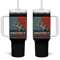 Protect The Jimothy Tumbler With Handle Funny Retro Trash Panda Animal Lover Meme