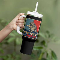 Protect The Jimothy Tumbler With Handle Funny Retro Trash Panda Animal Lover Meme