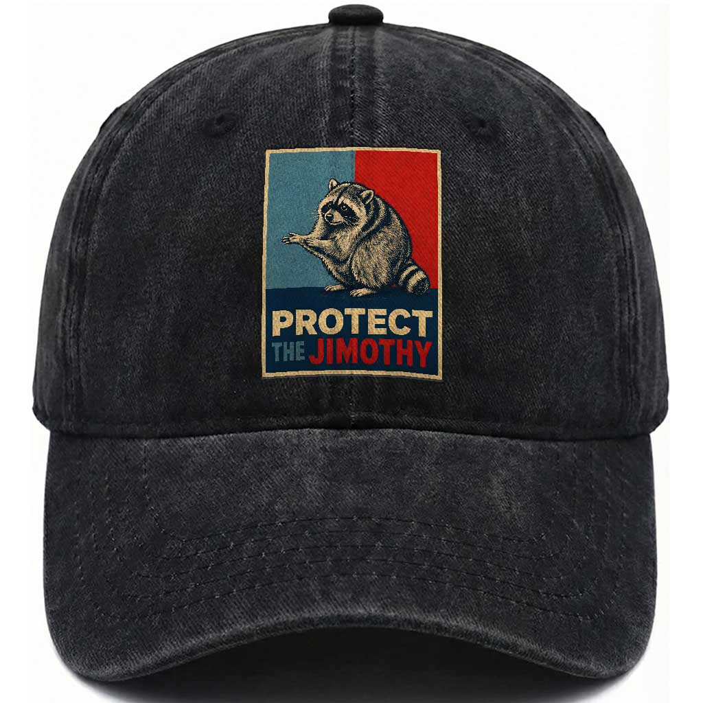 Protect The Jimothy Washed Cotton Baseball Cap Funny Retro Trash Panda Animal Lover Meme